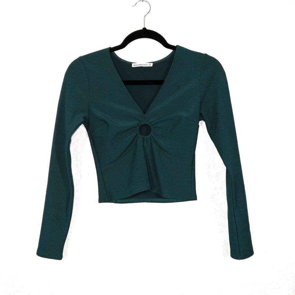 New Abercrombie & Fitch Green Keyhole Long Sleeve Top Size XS